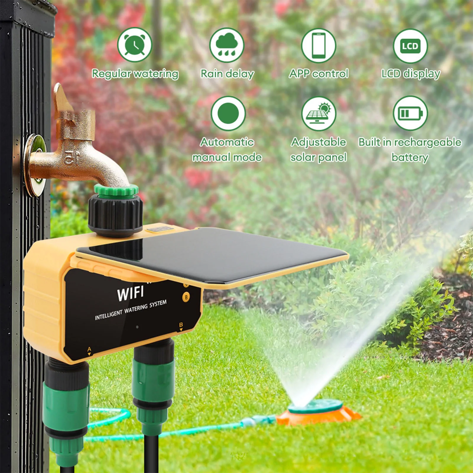 Smart Garden Usa - Temporizador de Riego Inteligente WiFi Solar